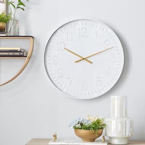 24 in. x 24 in. White Metal Round Wall Clock