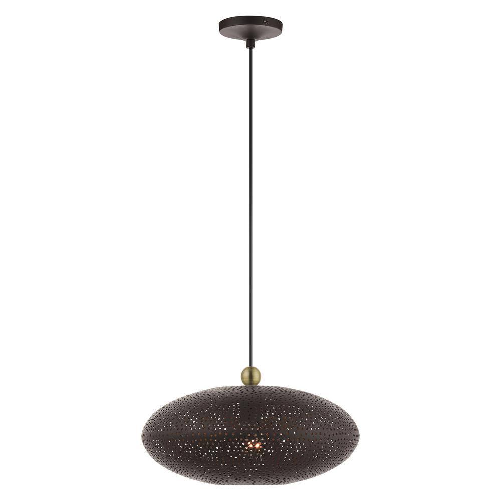 Dublin 16" Bronze and Antique Brass Oval Pendant Light