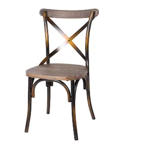 Zaire Antique Copper and Antique Oak Metal Frame Side Chairs