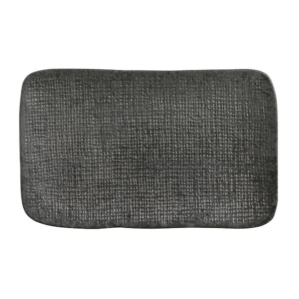 PORTO BRASIL 10.63 in. Chromium Gray Stoneware Rectangular Platter Medium Juta (Set of 4)