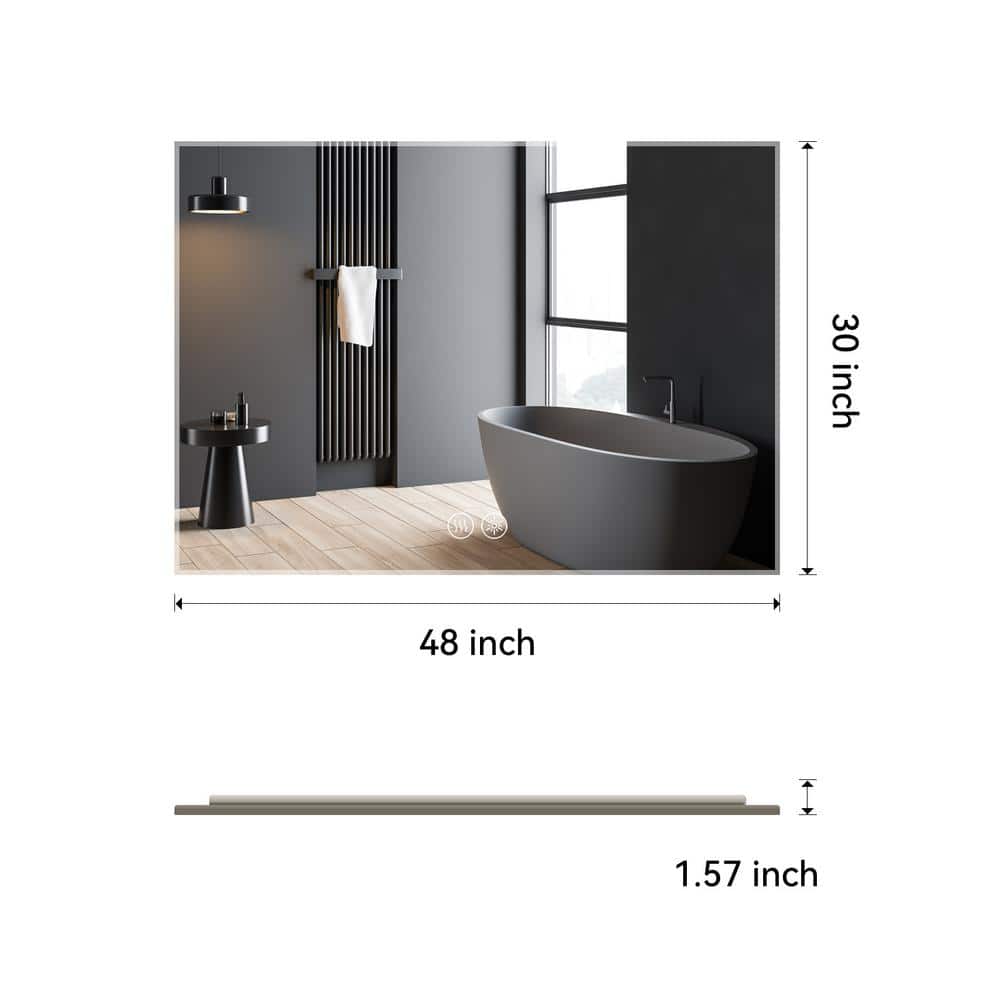 48 in. W x 30 in. H Large Rectangular Frameless Wall Mounted LED Bathroom Vanity Mirror with Defogger, Dimmer price history on PriceWatchPro