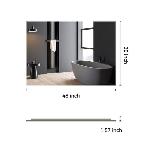 TOBILI 48 In. W X 30 In. H Large Rectangular Frameless Wall Mounted LED ...