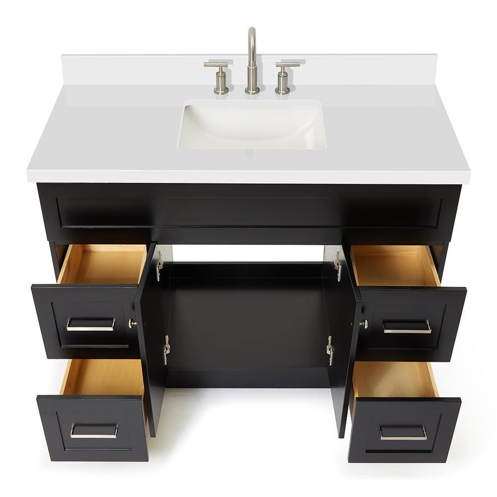 Hamlet 49" Black Wood Vanity with White Quartz Top