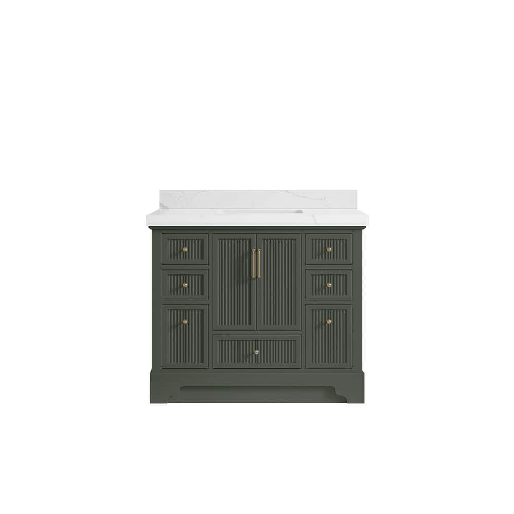 Alys 42 in. W x 22 in. D x 36 in. H Single Sink Bath Vanity in Pewter Green with 2 in. Calacutta Laza Qt. Top price history on PriceWatchPro