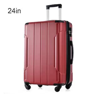 25.1 in. Red ABS Hardside Luggage Spinner 24 in. Suitcase with 3-Digit TSA Lock, Telescoping Handle, Wrapped Corner