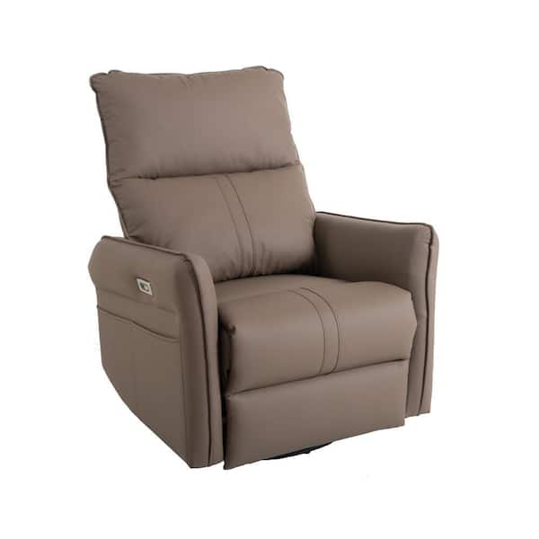 Metal 360° Swivel Outdoor Recliner Chair with Brown Cushion