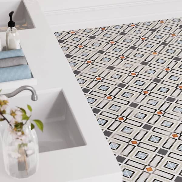 Vaudeville Octagon Deco Ritter with Taco Antracita 8 in. x 8 in. Porcelain Floor and Wall Tile (11.25 sq. ft. /Case)
