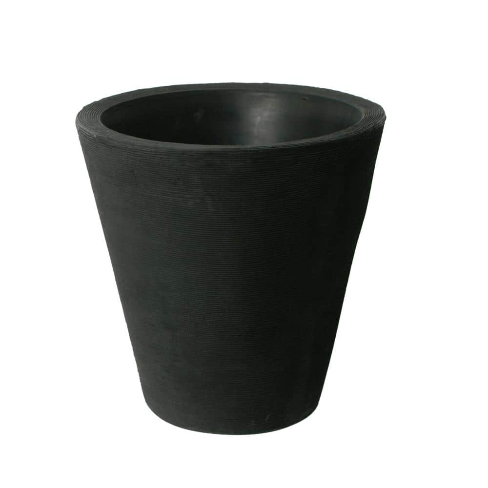 Black Large Round Self-Watering Outdoor Planter