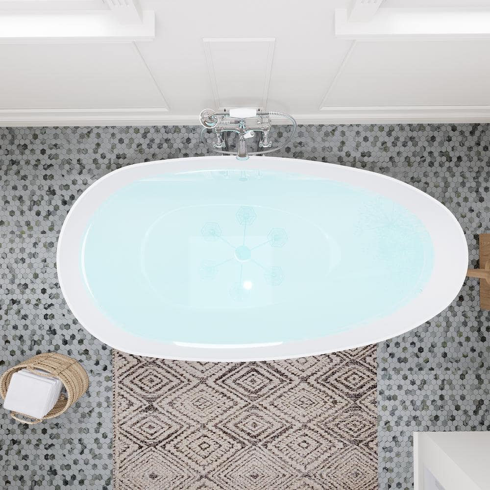 Giotto 67" Matte White Solid Surface Freestanding Soaking Bathtub