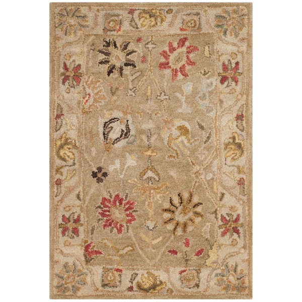 SAFAVIEH Antiquity Taupe/Beige Doormat 2 ft. x 3 ft. Border Area Rug