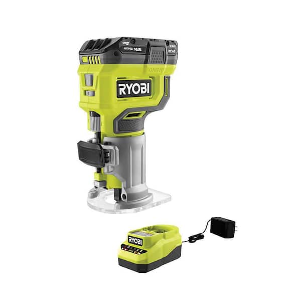 RYOBI ONE+ 18V Cordless Compact Router Kit with 2.0 Ah Battery and Charger