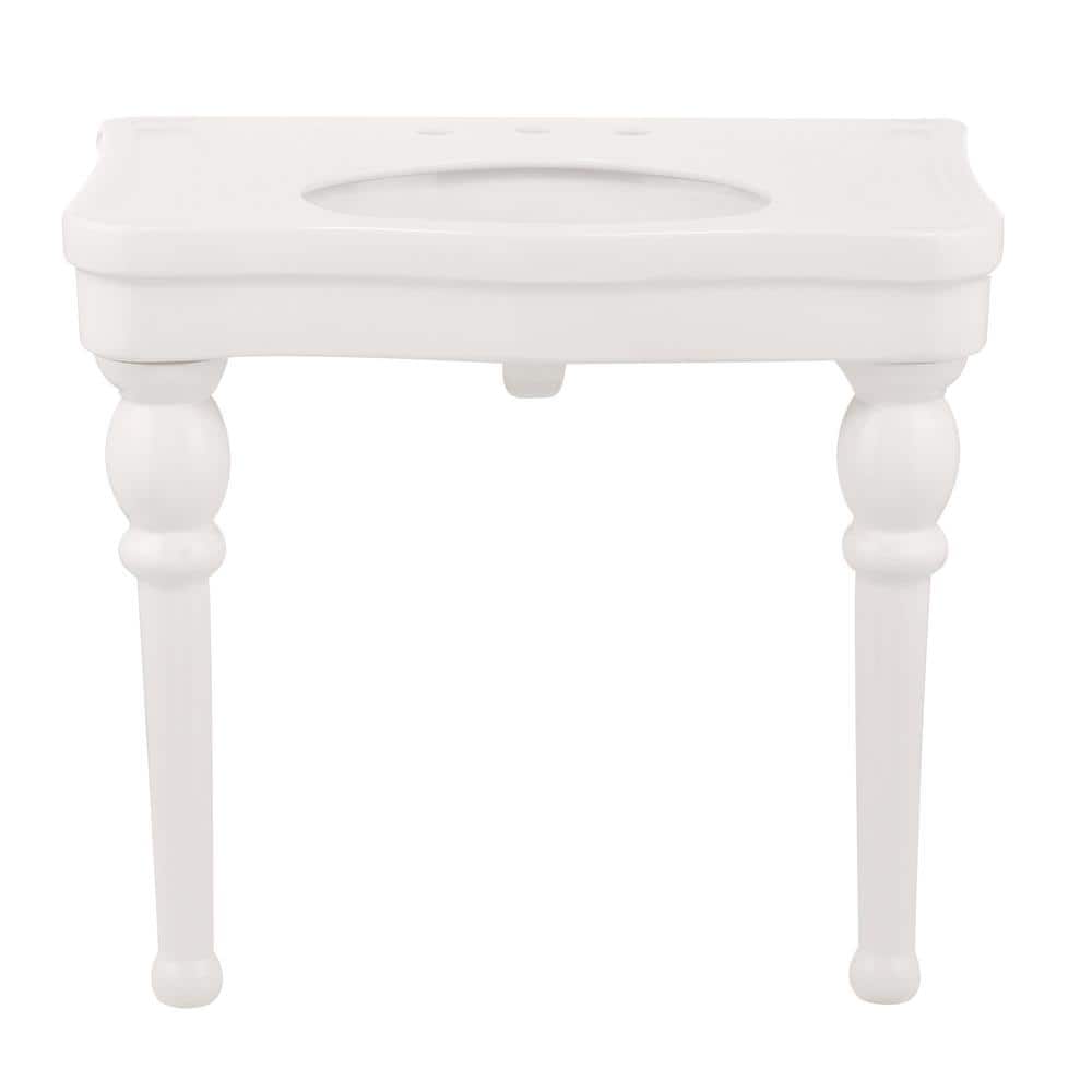 Versailles White Fireclay Console Sink with Overflow