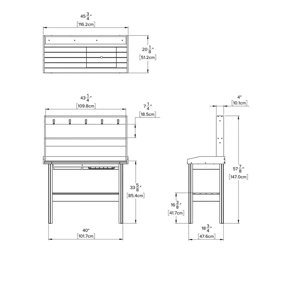 Vita 46" Dark Brown Cedar Potting Bench with Hooks