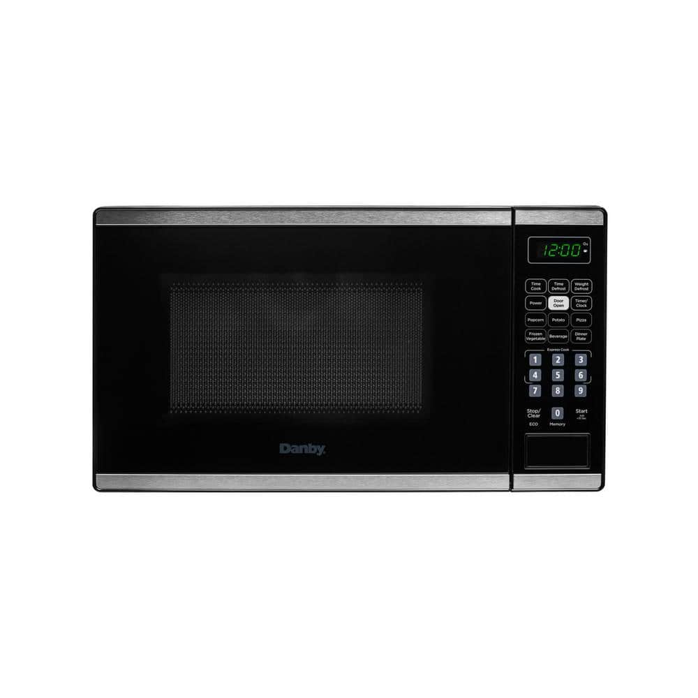 Danby 17.32 in. 0.7 cu. ft. Countertop Microwave in Stainless Steel with Auto Cook, Express Cook, Child Safety Lock