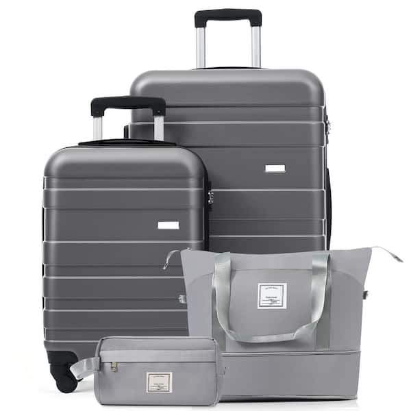 Merax 4-Piece Gray ABS Hardshell 20 in. 28 in. Luggage Set with