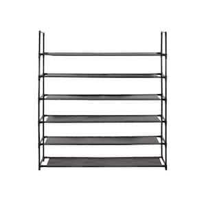 40 in. H x 43 in. W 30-Shoe-Pair Black Stainless Steel Stackable Shoe Rack