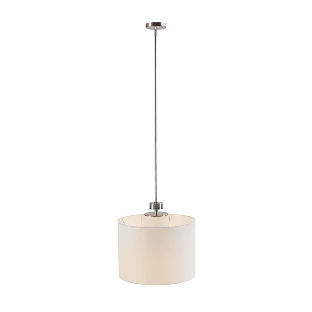 White Pacific Metal Pendant Light with Drum Shade for Dining, Living Room