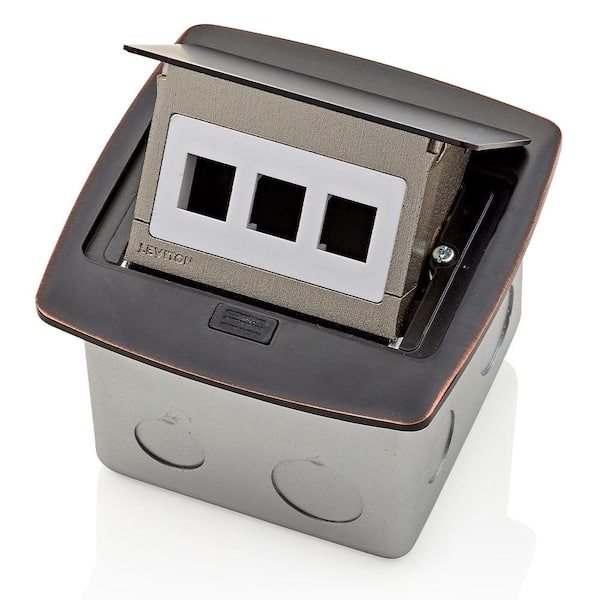 Pop-Up Floor Box with 3-Port QuickPort Insert, Bronze PFQP3-BZ
