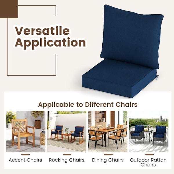 Rattan Dining Dining Chair Cushion Replacement Rattan Replacement Dining Chair Seat Pads Gtnali 31 W X H Replacement  Outdoor Lounge Chair Cushion Pads Set With Rope Belts In Blue