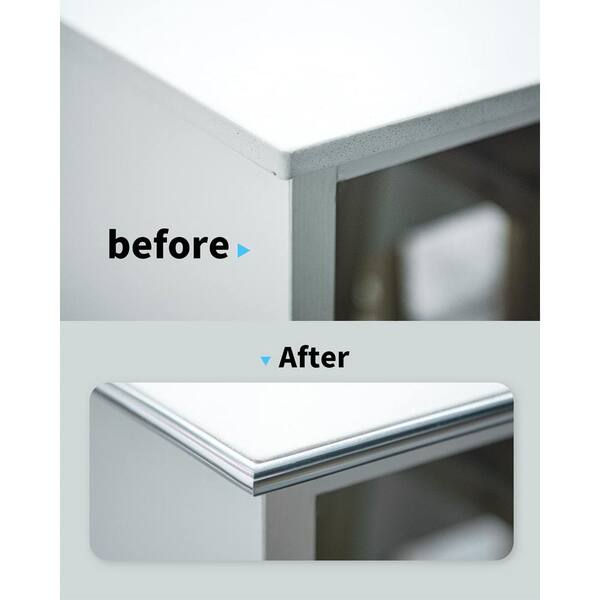 Art3d Self-Adhesive Liner for Corner Decor White 120 in. x 0.5 in. Glossy PVC Peel and Stick Tile Trim for Backsplash Edge