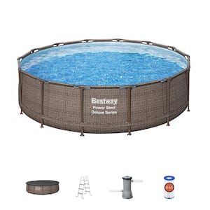 Power Steel Deluxe 14 ft. Round 42 in. Deep Above Ground Pool Set