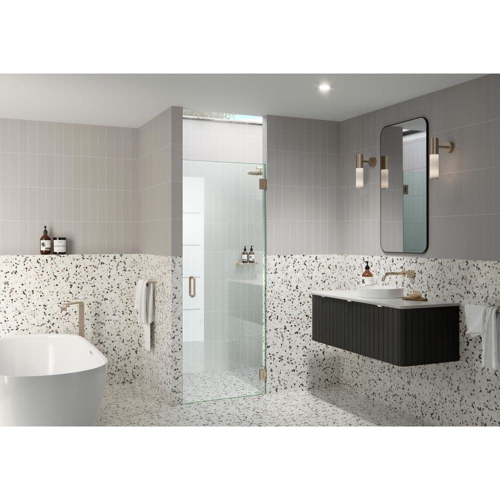 27.25 in. W x 78 in. H Pivot/Hinged Frameless Shower Door in Brushed Bronze-Door Only-Width Adj 27.625-28.025 price history on PriceWatchPro