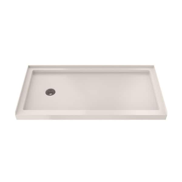 SlimLine 60 in. L x 34 in. W Alcove Rectangular Biscuit Shower Pan Base with 2 in. Round Left Drain in Oil Rubbed Bronze