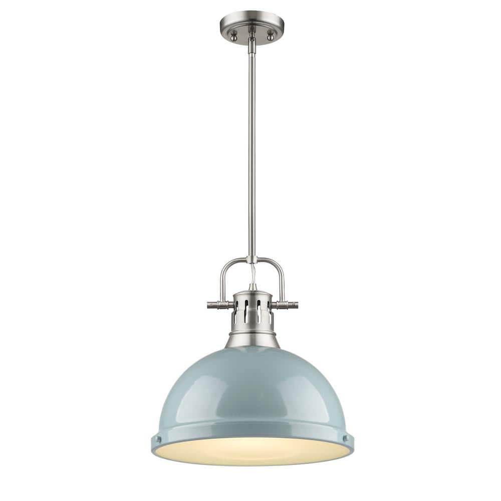 Pewter Glass 14" Transitional Indoor/Outdoor Pendant Light
