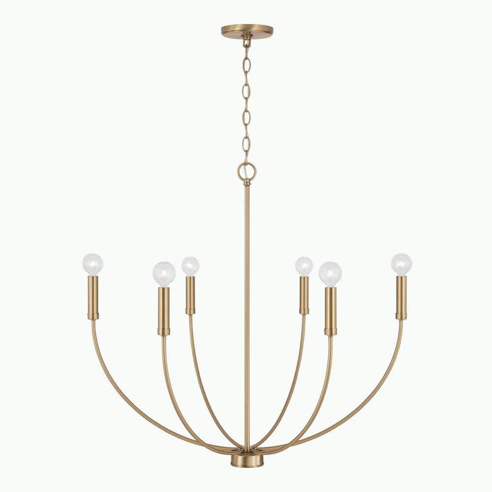 Ansley 6-Light Aged Brass Mid-Century Modern Chandelier