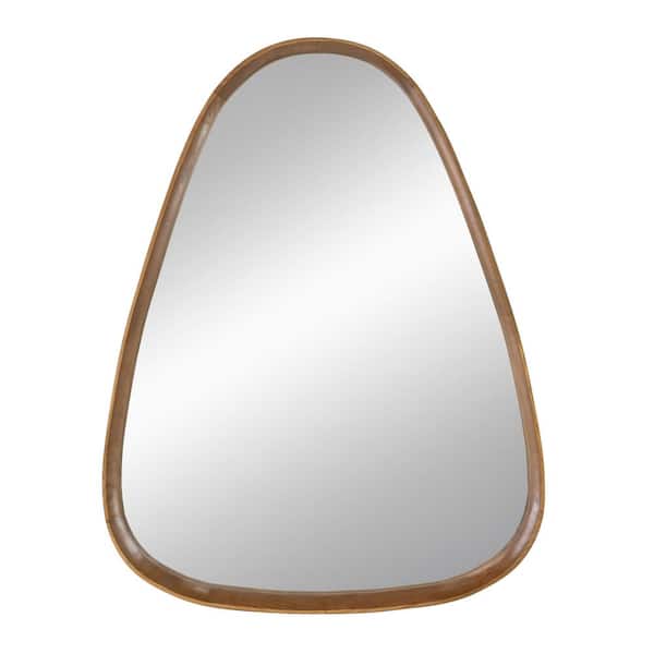 Unbranded Brown 28.10 in. W x 36.8 in. HIrrgeular Wood Framed Wall Mirror for Living Room Bathroom Entryway