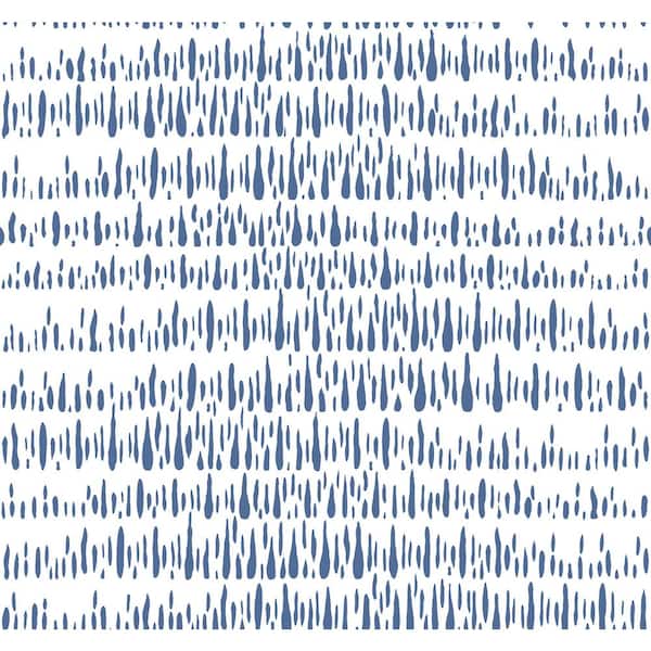 Seabrook Designs 60.75 sq. ft. Navy and White Brush Marks Paper Unpasted Wallpaper Roll