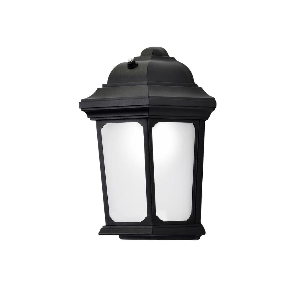 Edvivi 8 in. Black Finish Frosted Glass 5000K LED Dusk to Dawn Outdoor ...