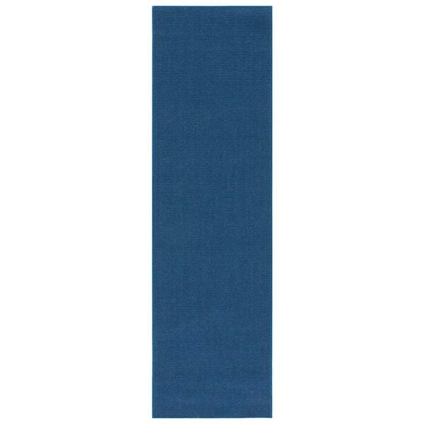 Martha Stewart 2 ft. x 8 ft. Blue Solid Color Runner Rug