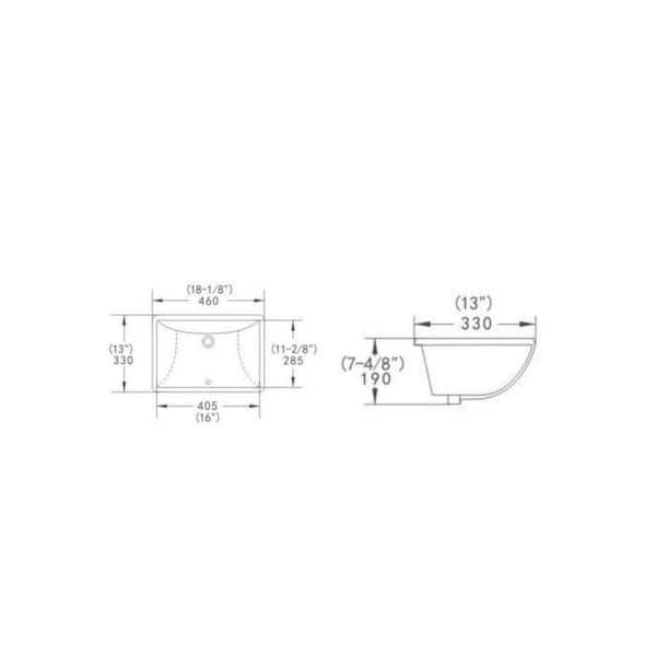 CHESHIRE 18 in. Undermount Rectangular Bathroom Sink with Overflow