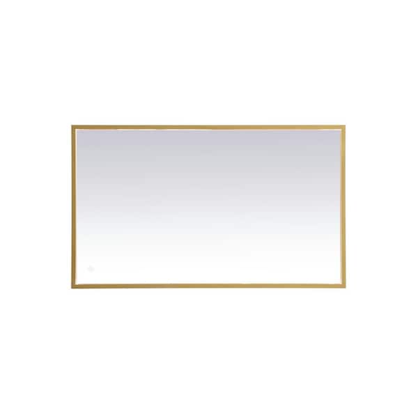 Unbranded Timeless Home 24 in. W x 40 in. H Aluminum Brass LED Mirror