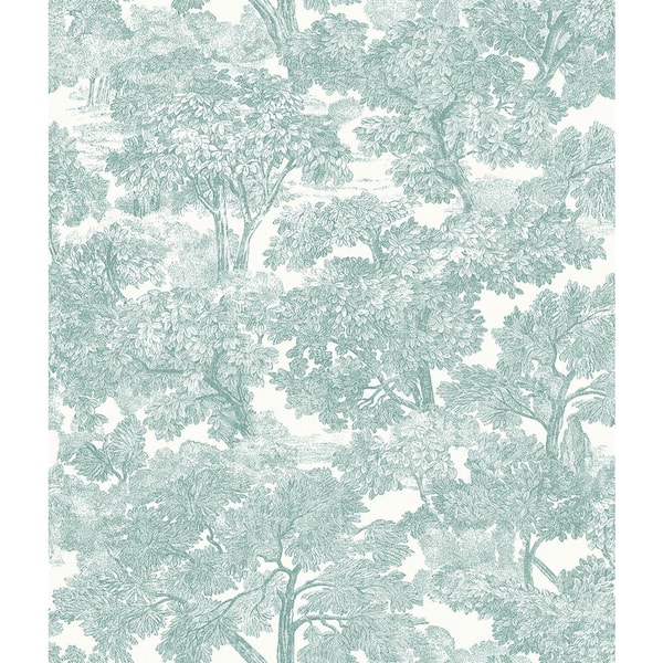 Chesapeake Spinney Teal Toile Teal Wallpaper Sample