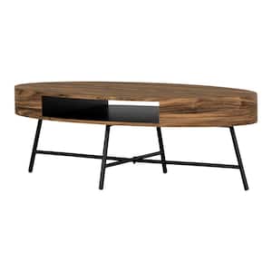 Mezzy 47.25 in. Natural Acacia Oval MDF Coffee Table with Shelf