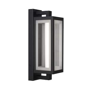 Blake 18 in. Black Outdoor Hardwired Coach Sconce with Integrated LED