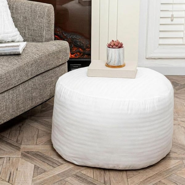 Pure White Polyester Fiber Round Pouf Ottoman Filler Insert with Polyester Cover for Footstool Chair Filling