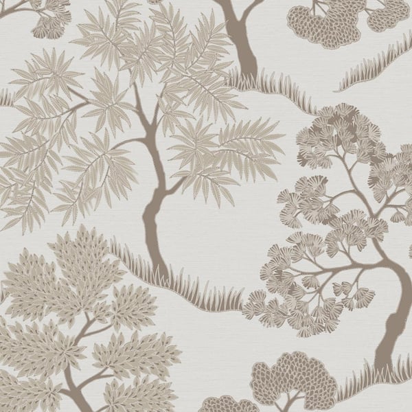 Trees Natural and Gold Metallic Non-Pasted Vinyl Wallpaper 121160 - The ...