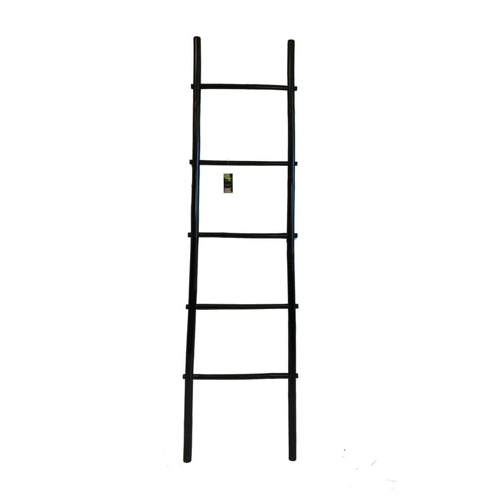 MGP 21 in. W x 72 in. H 5 Shelf Stained Bamboo Ladder Towel Rack in Black BLR 72B The Home Depot