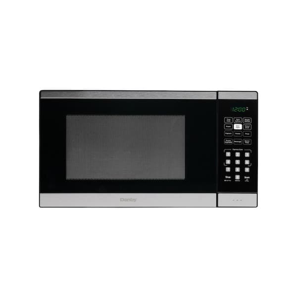 Danby 20.56 in. 1.1 cu. ft. Countertop Microwave in Stainless Steel with Auto Cook, Express Cook, Child Safety Lock
