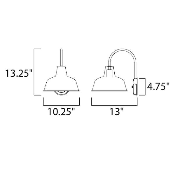 Pier M 10.25 in. W 1-Light Black Outdoor Wall Lantern Sconce