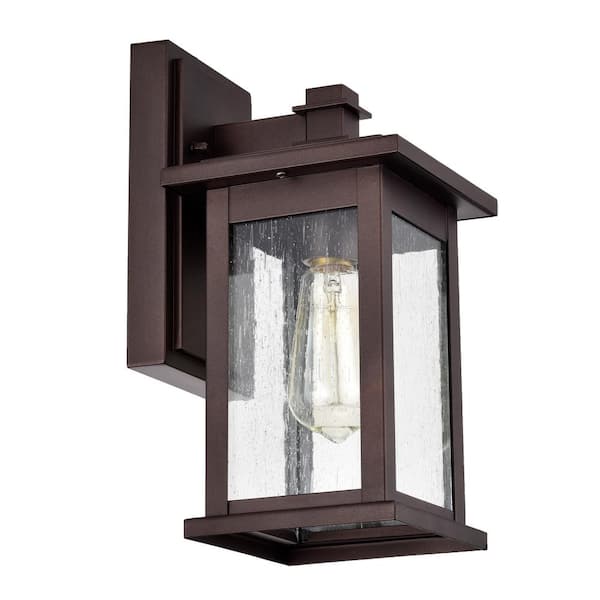 Tidoin 1-Light Brown Hardwired Outdoor Wall Lantern Sconce Porch Light With Clear Glass