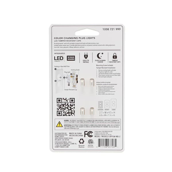 Hampton Bay 1 Gang Duplex Wall Plate with 2 Color Changing Plug