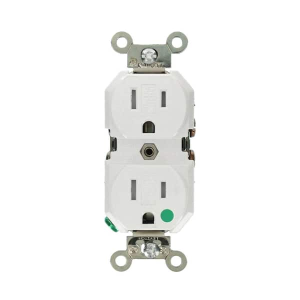 Leviton 15 Amp 125 Volt Hospital Grade and Tamper Resistant Duplex Outlet/Receptacle, White (1-Pack) 08200-SGW