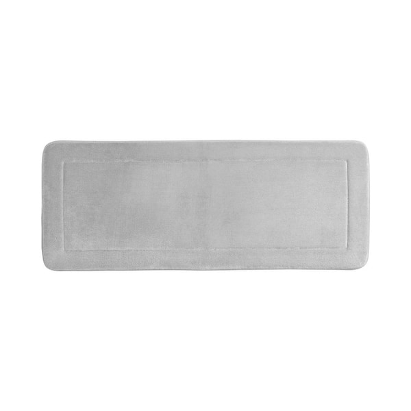 Oliver Brown Oliver Brown Light Grey 24 in. x 60 in. Terry Memory Foam Bath Rug