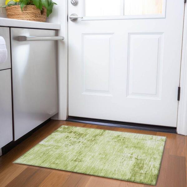 Mayfield Premium Machine Washable Abstract AMF1062 Lime 2 ft. x 3 ft. Area Rug