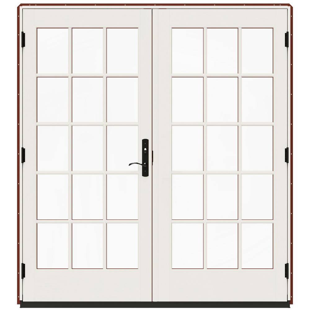 JELD-WEN 72 in. x 80 in. W-5500 Mesa Red Clad Wood Right-Hand 15-Lite ...