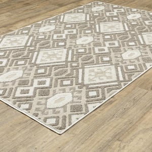 Tudor Brown Doormat 3 ft. x 5 ft. Tribal Geometric Diamond Polypropylene Mixed Pile Indoor Area Rug